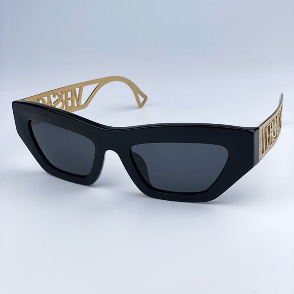 NEW Versace VE4432U 90s Vintage Logo GB1/87 Black Gold Frame Logo Dark Grey Cat main image 4